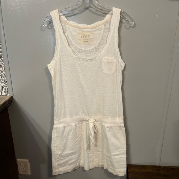 Ann‎ Taylor Loft White Dress w/ Lined Skirt Pool Beach Cover Up (Women's Small) - Picture 1 of 8